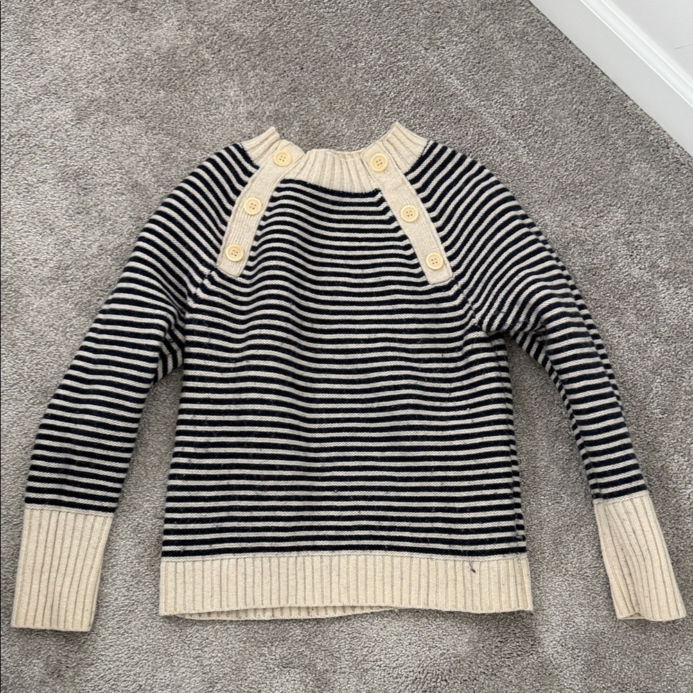 J. Crew dark blue  and Cream Striped Sweater